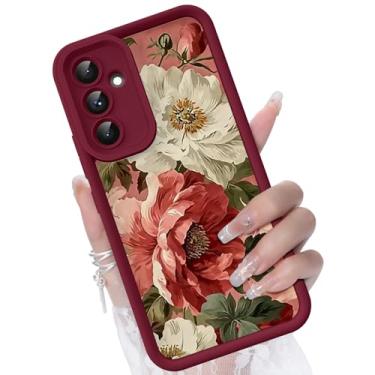 Imagem de CASBST Capa para Samsung Galaxy A13 5G / A04S, design criativo de flores para meninas e mulheres, capa de silicone líquido, moldura mais grossa à prova de choque, resistente a arranhões, capa macia