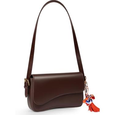 Imagem de Bolsa de ombro feminina Y2K moderna de couro PU Hobo Bolsas Clutch Saddle Crossbody Underarm Bag, Café, Casual