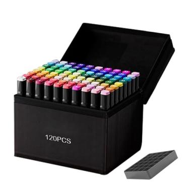 Imagem de Marcadores artísticos | Conjunto de marcadores de desenho, conjunto de canetas de desenho à prova d'água de ponta dupla à base de óleo para tecido, de , local de trabalho, diário, escola