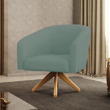 Imagem de Poltrona Decorativa Stella Base De Madeira Giratória Ma30 Veludo Cotelê Menta D03 - D'rossi