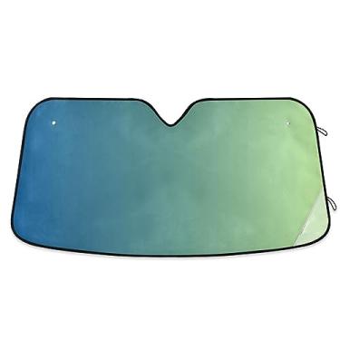 Imagem de Persiana de carro gradiente azul, para-sol dobrável, proteção UV persiana dobrável para janela de carro
