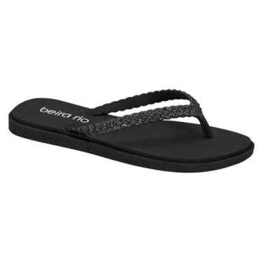 Imagem de Chinelo Slide Feminino Beira Rio Tira Larga Glitter Brilho Conforto Calce Fácil (Preto, BR, Adulto, Numérico, 36)