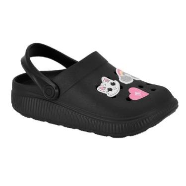 Imagem de Sandália Molekinha Infantil Menina EVA/PVC com Bottons Fixos (Preto, BR, Criança de 9 a 12 anos, Numérico, 25.5)