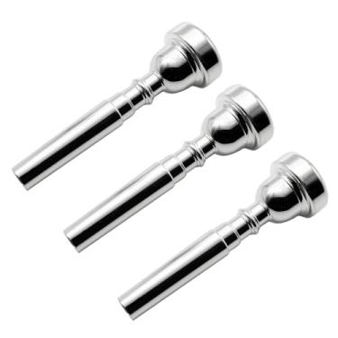 Imagem de Missmore Conjunto de bocal de trompete 3C 5C 7C banhado a prata - Acessório profissional de instrumento de latão para iniciantes, intermediários e avançados - Kit de bocal de trompete (conjunto 357C)