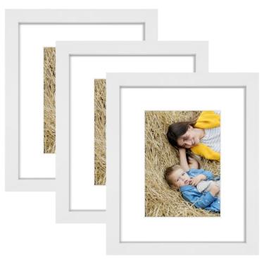 Imagem de Golden State Art, Porta-retrato 20 x 25 cm, pacote com 3 fotos foscas para 12 x 17 cm, com acrílico, conjunto de molduras para galeria - suporte de parede ou exibição de mesa (branco, pacote com 3)