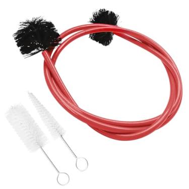 Imagem de Hordion Kit de limpeza de trompete, escova de válvula de limpeza de bocal, escova flexível, instrumento musical, acessório de manutenção para bocal de trompete, vermelho