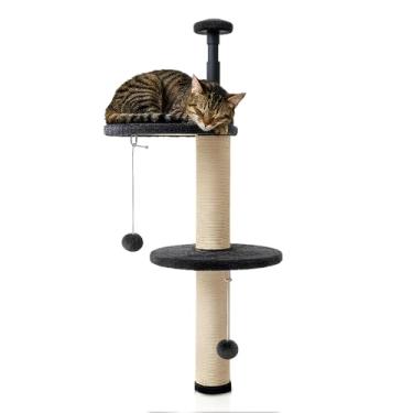 Imagem de AD Furnishes Árvore para gatos e torre para gatos pequenos (89,5 a 105,5 cm) – Poleiro ajustável e prateleira para gatos internos – Assento extensor de peitoril de janela resistente para gatos grandes