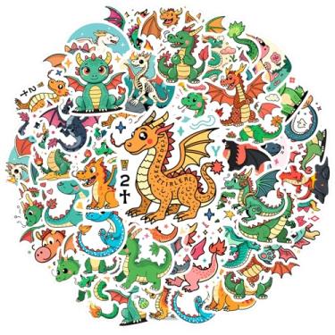 Imagem de 50 peças de adesivos de animais de fantasia de dragão de brinquedo adoráveis decalques de dragão para laptop, bagagem, álbum de recortes, diário, adesivo, mala, telefone, bagagem, laptop, guitarra