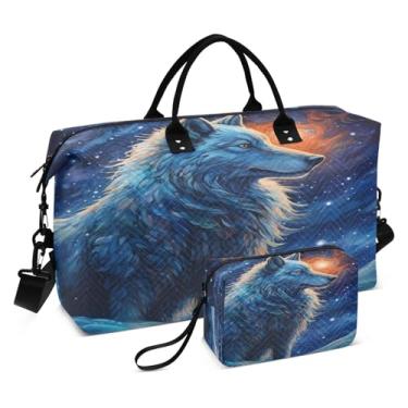 Imagem de CEBUGI Bolsa feminina acolchoada com lobo, grande, bolsa de viagem de fim de semana, bolsas hospitalares para trabalho de parto e parto