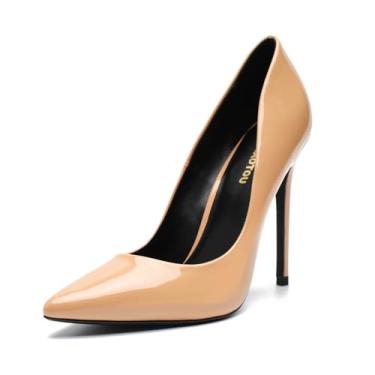 Imagem de HAOZHAOTOU Sapato masculino unissex de salto alto com bico fino, sapato de festa social, Patente Nued, 10 Women/9 Men