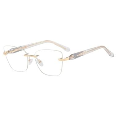 Imagem de JRLLFD Óculos de grau sem aro tipo borboleta Alloy Exquisite para mulheres (C5)