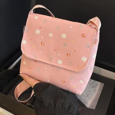 Imagem de Bolsa de ombro com bordado floral, bolsa transversal com costura delicada, bolsa feminina pequena, rosa, Medium, Mochila casual