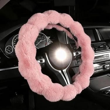 Imagem de Capa de volante de pelúcia quente universal macia e fofa capa de câmbio de freio de mão, confortável para o inverno, serve na maioria dos veículos para homens e mulheres, acessórios automotivos