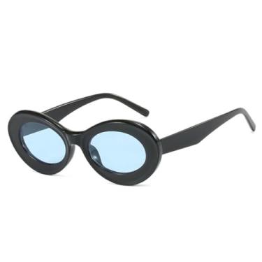 Imagem de Óculos de Sol Ovais com Armação Grossa em Cores Vibrantes, Proteção UV400, para Homens e Mulheres, Ideais para Esportes ao Ar Livre, Corrida e Ciclismo, nas Cores Preto e Azul.