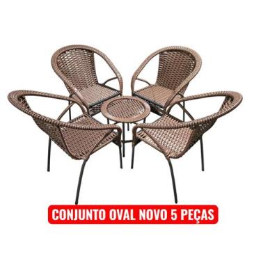 Imagem de Conjunto Oval NOVO fibra areia sala jardim terraço - LAFELI CADEIRAS, 