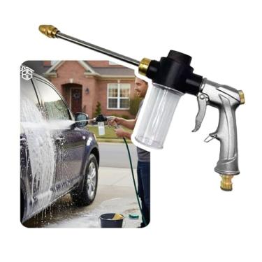 Imagem de Bico Esguicho Bocal Mangueira Jardim Pistola Jato Alta Pressão Lavagem Carro Com Reservatório de Espuma