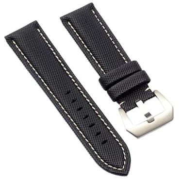 Imagem de AMSOH Pulseira de relógio de lona de nylon de fibra de carbono de 20 mm, 22 mm, 24 mm, 26 mm, para Panerai Hamilton TAG OMEGA HEUER masculina (cor: preto branco prata, tamanho: 22 mm)