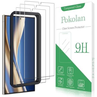 Imagem de Pokolan Pacote com 3 protetores de tela para Samsung Galaxy S25 Ultra, película de vidro temperado antiespião, moldura de alinhamento, fácil instalação, antiarranhões, compatível com capas
