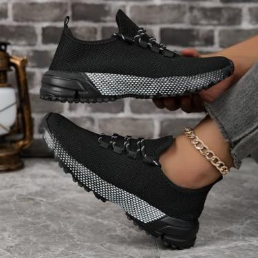 Imagem de Tênis de corrida esportivo feminino; tênis de corrida para sala de fitness; tênis de lazer, Preto, 35