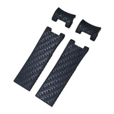 Imagem de XMKT Pulseiras de relógio de borracha de silicone de 22 mm, para Ulysse Nardin Diver, prata, ouro rosa, fivela dobrável, preta e azul (textura preta)