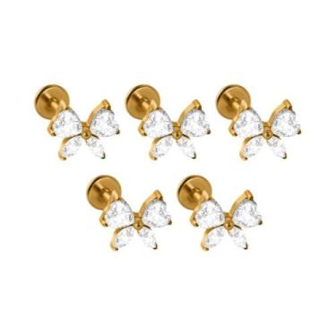 Imagem de Brinco De Piercing Labret Em Titânio Com Zircônia Em Forma De Borbolet