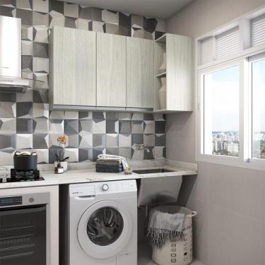 Imagem de Lavanderia 2 Peças Lis Legno Crema Luciane Móveis - Kit, Legno Crema