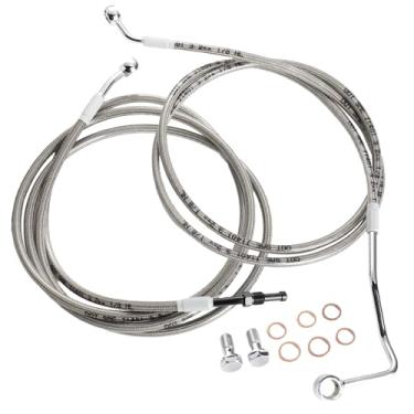 Imagem de MoKitDora Kit de cabos de embreagem hidráulica linhas de freio superior trançado de aço inoxidável compatível com Harley Touring 2014-2016 Street FLHX Electra Glide FLHT FLHR 30.5 cm guidão w/ABS