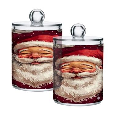 Imagem de xigua Pacote com 4 lindos suportes de Natal para bolas de algodão, cotonete – Frasco de plástico de boticário de armazenamento versátil transparente de 4 ml para banheiro e organização de