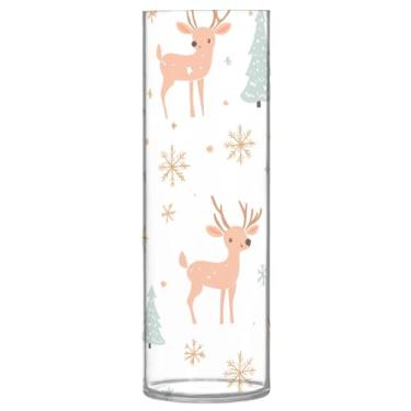 Imagem de Wassud Vaso de veado de Natal para decoração de quarto, vaso de flores, vasos de fazenda para centros de mesa, vaso cilíndrico de plástico para decoração de casa