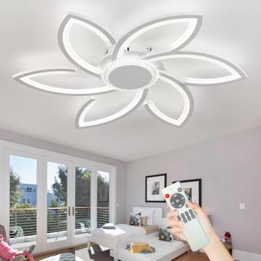 Imagem de Luminária de teto em acrílico com controle remoto por aplicativo, lustre moderno e decorativo inteligente, função de memória e intensidade regulável, disponível nas cores branca e preta, ide