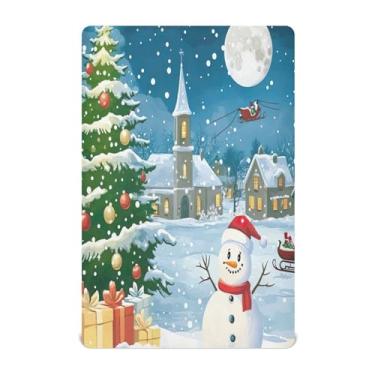 Imagem de Wassud Jogo de lençol de Natal com boneco de neve para berço de berço respirável para meninos e meninas, neutro, 68 x 99 cm