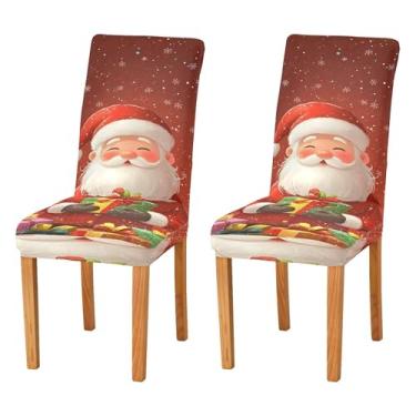 Imagem de SEHANY Conjunto de 4 capas de cadeira de gnomo de Papai Noel para sala de jantar, elástico, removível e lavável, para cozinha, hotel, festa, decoração de Natal