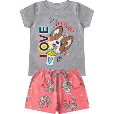 Imagem de Conjunto Infantil Menina Básico Curto Select Cinza, 10, Cinza