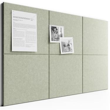 Imagem de Bumusty Placa de cortiça grande alternativa de 91 cm x 61 cm - pacote com 6 azulejos de parede de feltro com 40 abas adesivas removíveis seguras, 30 pinos, placas de cortiça para paredes placa de