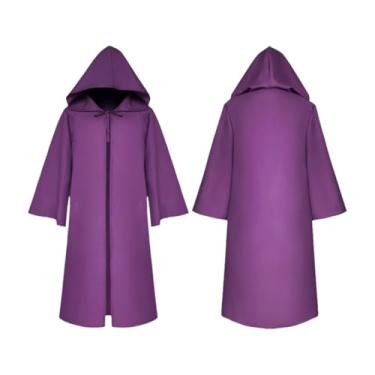 Imagem de Manto com Capuz de Halloween Unissex Capa Infantil Cosplay Papel Longo Gótico Trajes Roupa Fora Sólido Medieval Propriedade Festa Festival Poliéster M