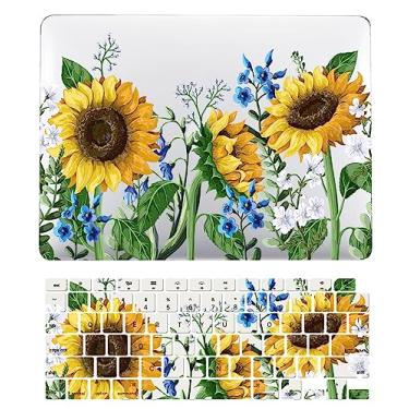 Imagem de Capa para laptop compatível com o novo MacBook Air de 13,6 polegadas M2 Chip modelo A2681 com tela de retina líquida e Touch ID lançado em 2022, capa rígida protetora e capa de teclado, girassol