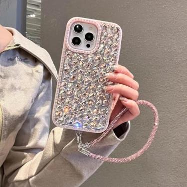 Imagem de HTVJFX Capa protetora luxuosa com glitter para iPhone 16 (para iPhone 16/rosa)