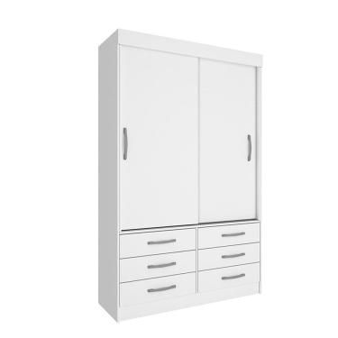 Imagem de Guarda Roupa Solteiro 2 Portas 6 Gavetas Chicago Tcil Móveis Branco