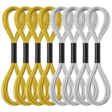 Imagem de Hecila 8 novelos fios de bordado metálico fio de bordado com glitter bordado fio fio de amizade pulseira de ponto cruz para costura, artesanato, materiais de arte, ouro, prata