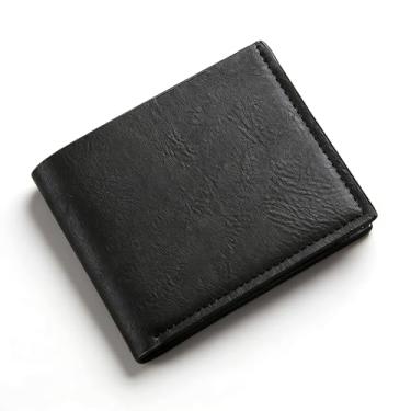Imagem de Carteira masculina, porta-cartões com zíper duplo com vários bolsos para dinheiro e moedas-34, Preto, Minimalista