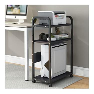 Imagem de Suporte de CPU, prateleira de host de computador de mesa do chão ao teto, rack de impressora multicamadas, suporte de armazenamento de chassi de escritório, suporte de CPU de madeira maciça (B)