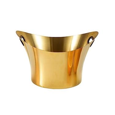 Imagem de Balde de gelo de aço inoxidável balde de gelo isolado banheira de bebidas grande 9L festa, balde de bebida para festas, refrigerador de gelo para vinho e cerveja, barril LCE dourado