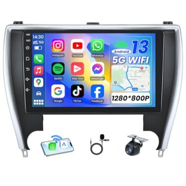 Imagem de Rádio de carro para Toyota Camry 2015 2016 2017: tela sensível ao toque HD de 10,2 polegadas estéreo de substituição com carplay sem fio Android Auto 5GWiFi GPS Bluetooth FM DSP SWC com câmera de