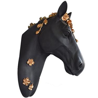 Imagem de Decoração de parede estilo nórdico cabeça de cavalo montada na parede, estátua de cabeça de animal tridimensional, decoração de parede de personalidade de bar, pingente de moda de sala de estar, 2