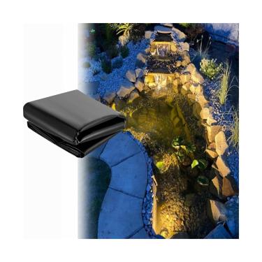 Imagem de Forro de lagoa HDPE 0,12 mm preto à prova d'água Membrana de piscina para lagoas de peixes, cachoeira, fonte, recursos de água de jardim DIY (4,0 x 8,5 m/13 x 27,5 pés)