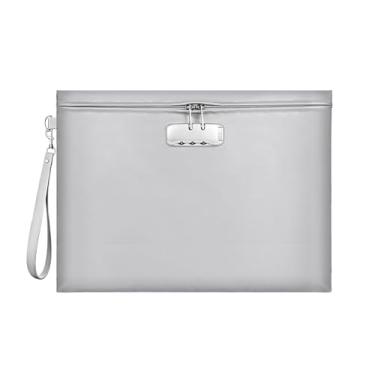 Imagem de Bolsa de documentos à prova de fogo com fechadura, ZOOPIP 36,3 cm x 25,9 cm à prova de fogo e à prova d'água com fecho de zíper, bolsa de armazenamento para documentos tamanho carta A4, dinheiro