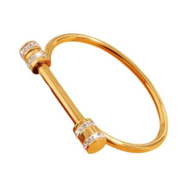 Imagem de Pulseira De Aço Inoxidável Com Letra D Em Forma De Ferradura Incrustad