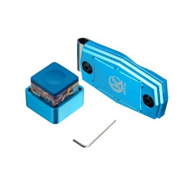 Imagem de KONLLEN O suporte de giz de bilhar inclui 1 giz azul portátil magnético com ponta de taco de sinuca Chalker Snooker Presente esportivo de bilhar (azul)