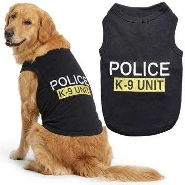 Imagem de Parisian Pet Camiseta unissex para cães com roupas bordadas para cães "Police k-9 Unit" - 100% algodão, fantasia de cachorro - Colete respirável para cães policiais - Camiseta lavável na máquina para