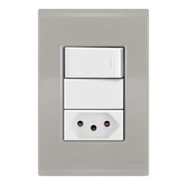 Imagem de Conj 1 Simples + 1 Tomada 20A Tramontina Liz Fendi / Branco